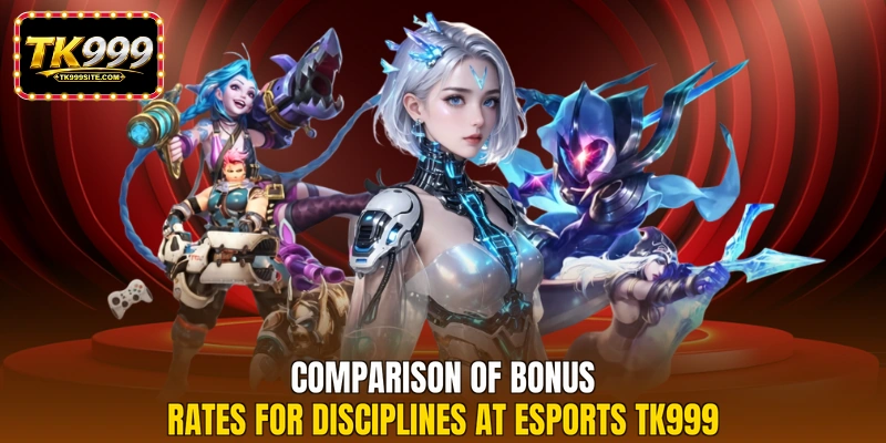 Comparison of bonus rates for disciplines at esports TK999