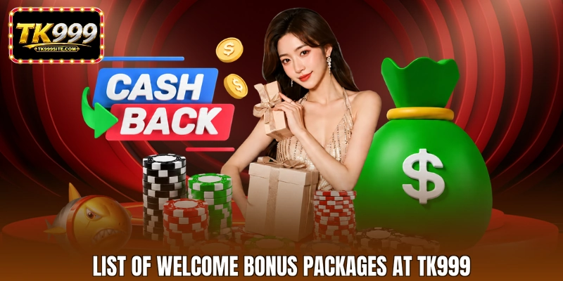List the welcome bonus packages at TK999